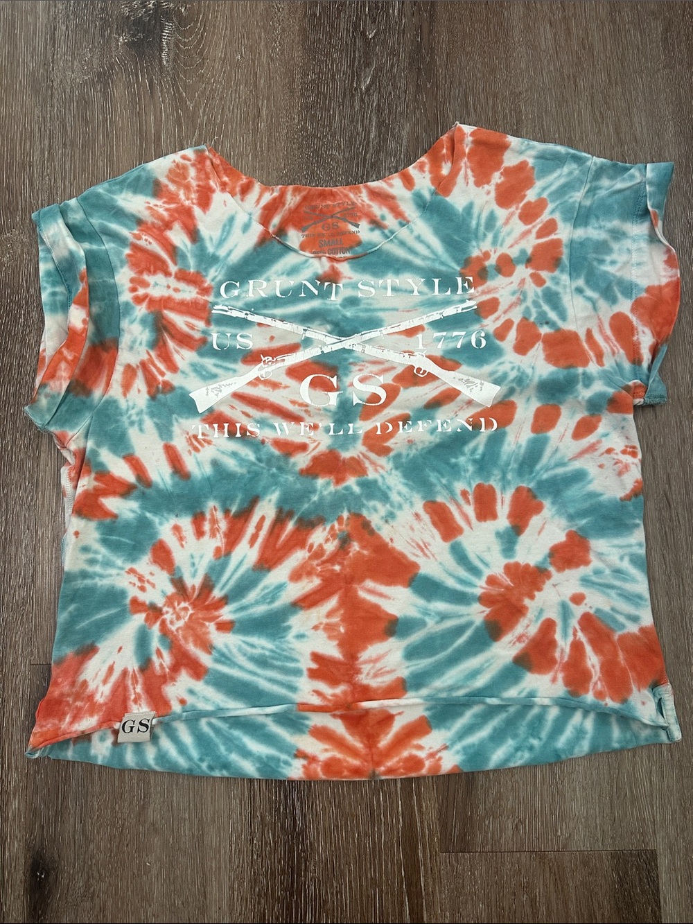 Grunt Style Women’s Tie-Dye Short Sleeve Tee in Teal & Orange